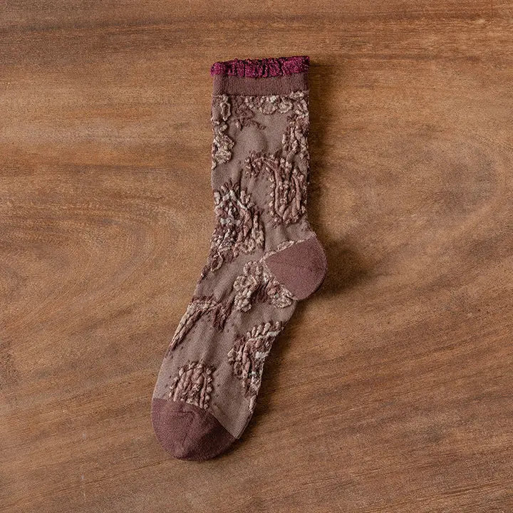 Bohemian Embossed Floral Socks