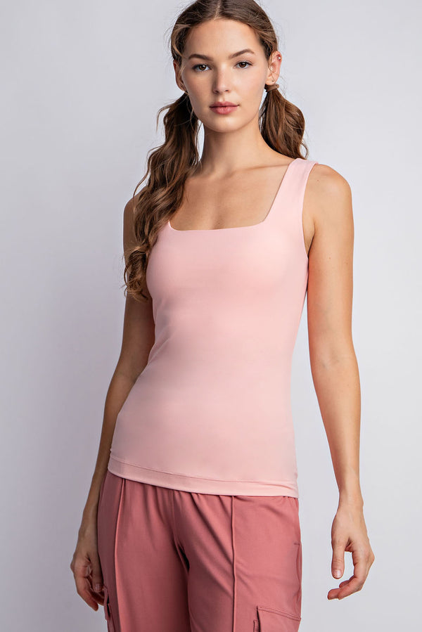 Butter Square Neckline Tank Flash Pink