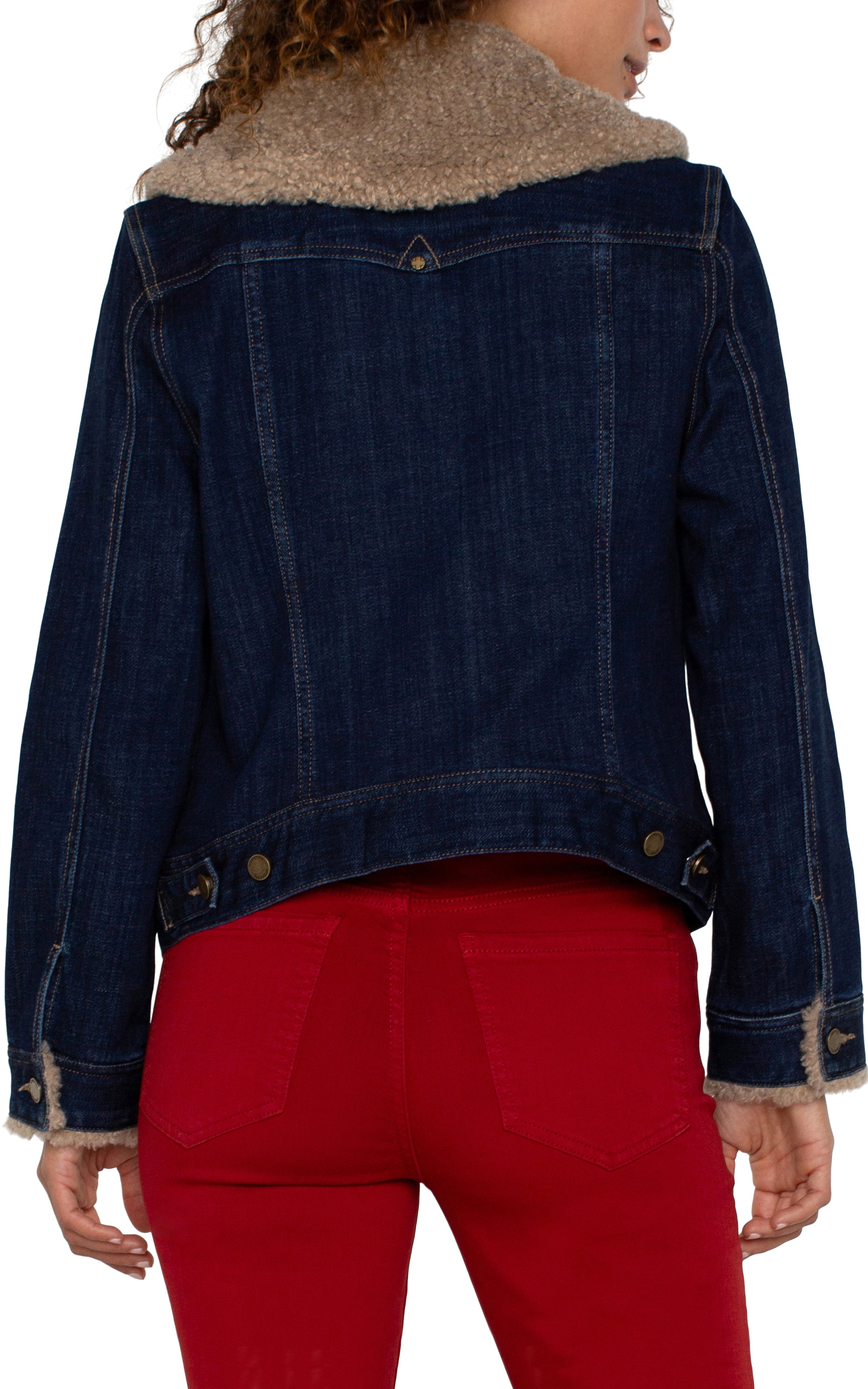 Sherpa Collar Denim Trucker Jacket Rinse