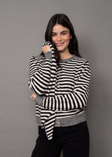 Neela Scarf Striped Sweater Black Winter White