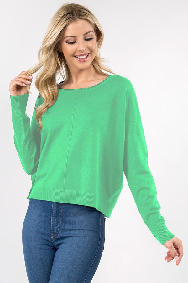 Center Seam Crew Neck Pullover Pistachio