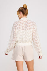 Jacquard Semi-Sheer Jacket Off White