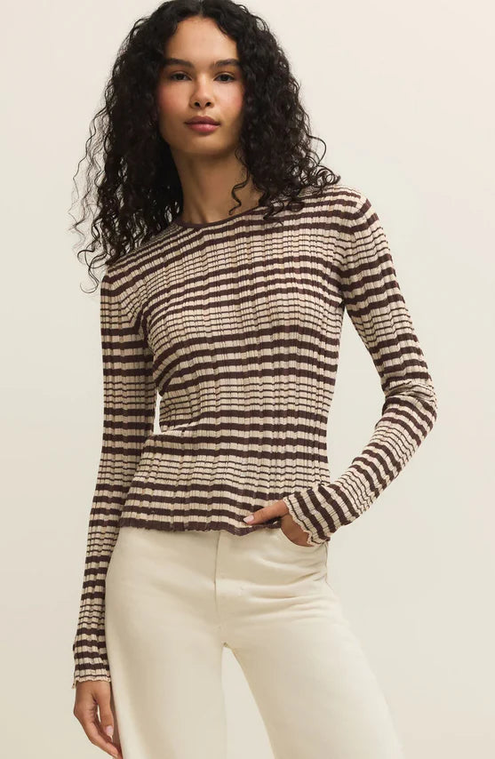 Ronnie Striped Sweater Top Chocolate Cherry