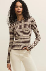 Ronnie Striped Sweater Top Chocolate Cherry