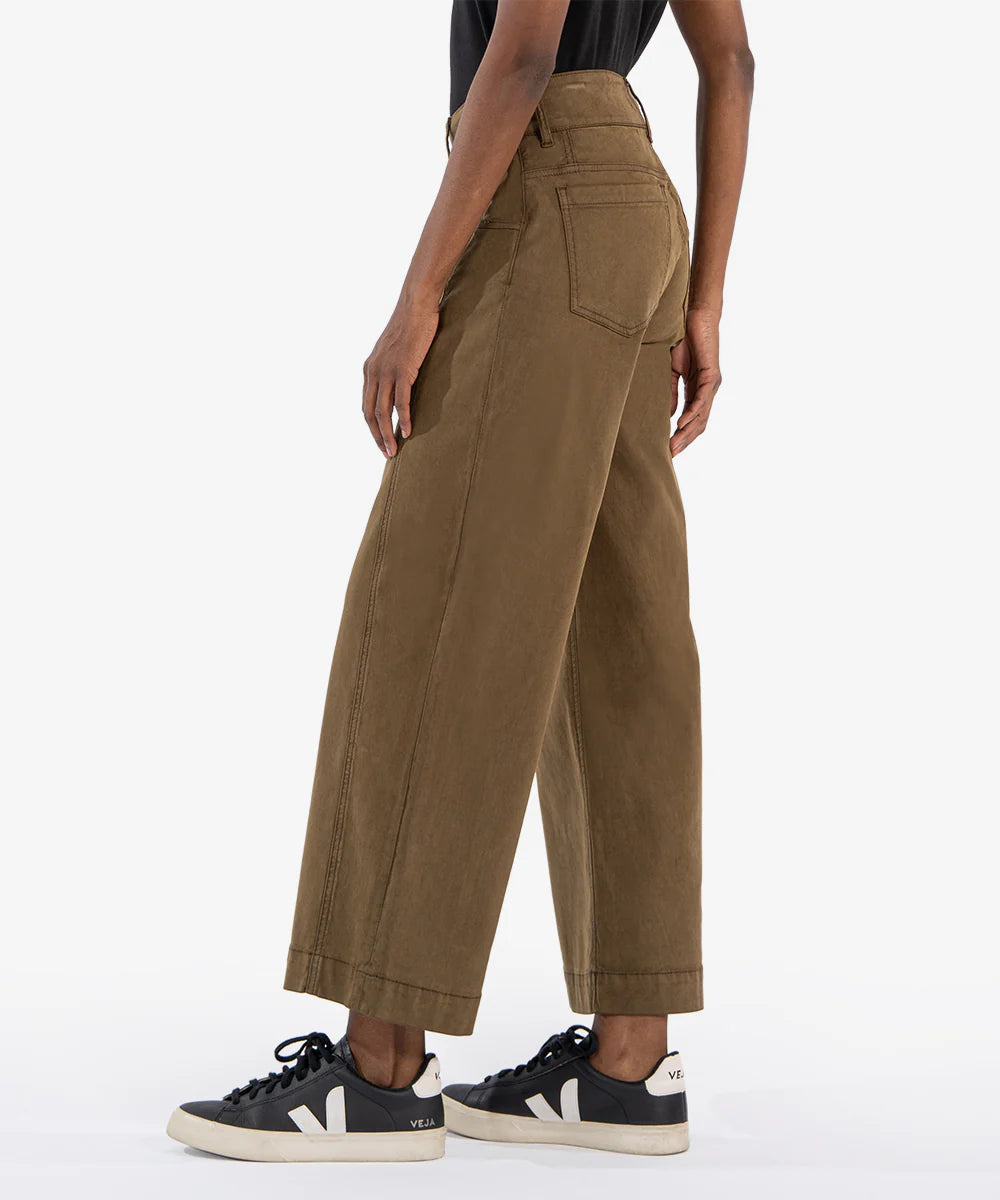 Charlotte High Rise Wide Leg Front Seam Pants Dark Olive