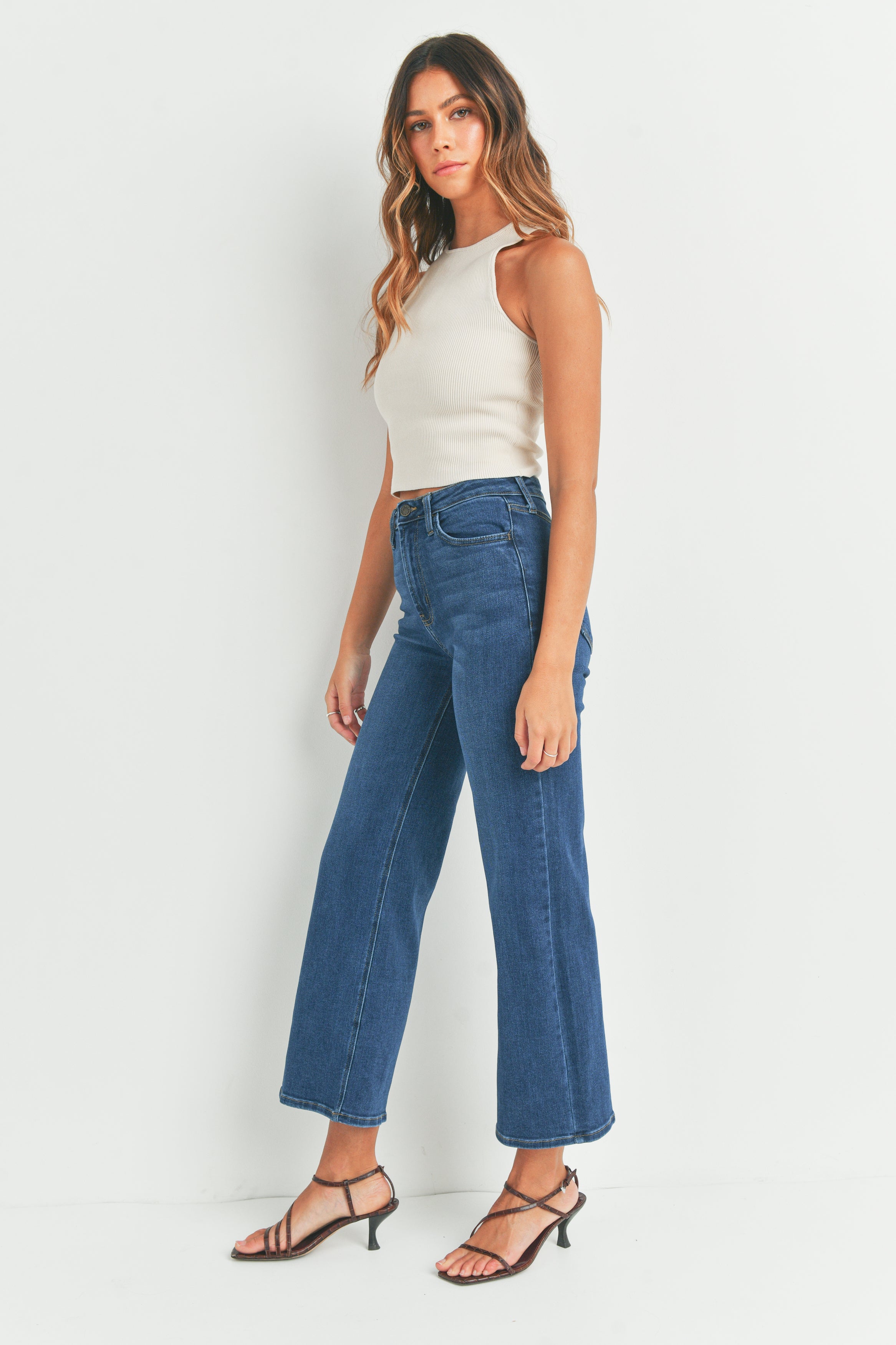 High Rise Wide Leg Jeans Dark
