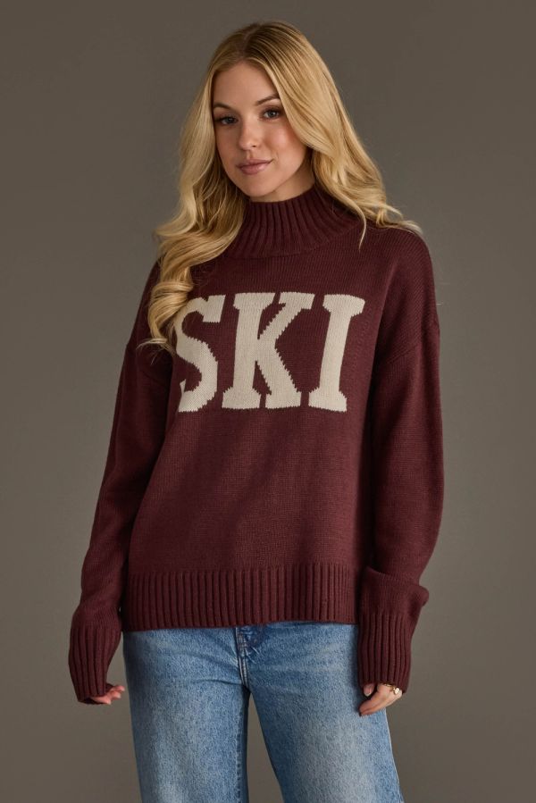 Ski Mock Neck Sweater Brown