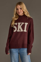 Ski Mock Neck Sweater Brown