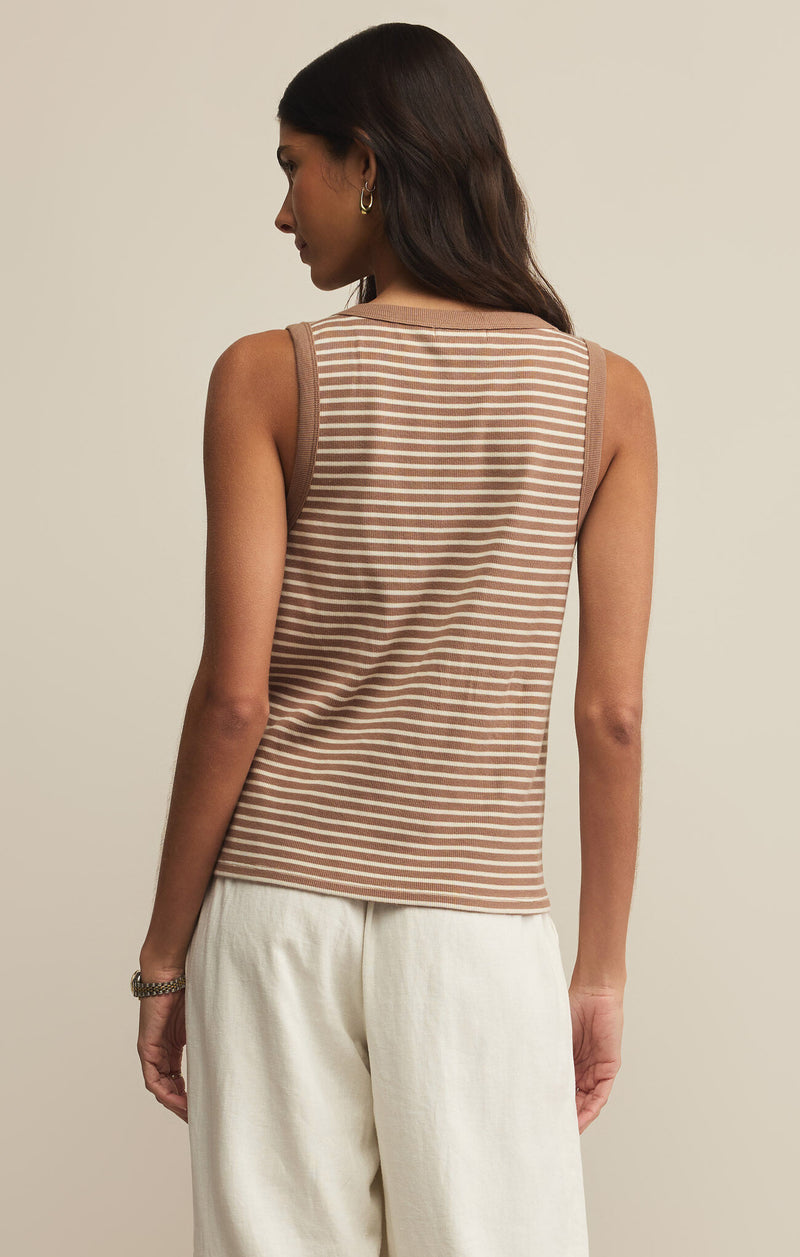 Elin Striped Rib Tank Iced Coffee