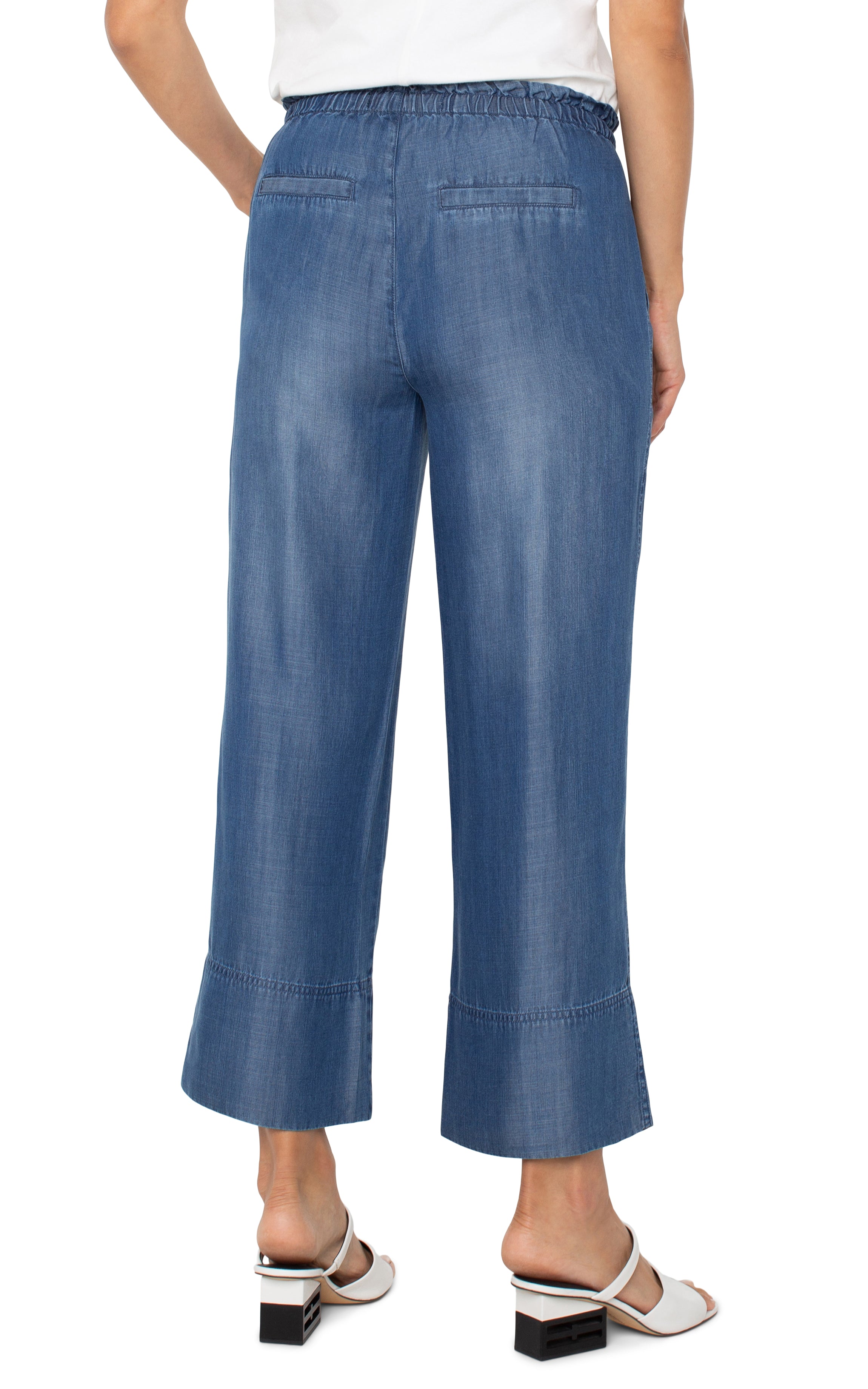 Tie Waist Wide Leg Ankle Pant Crenshaw