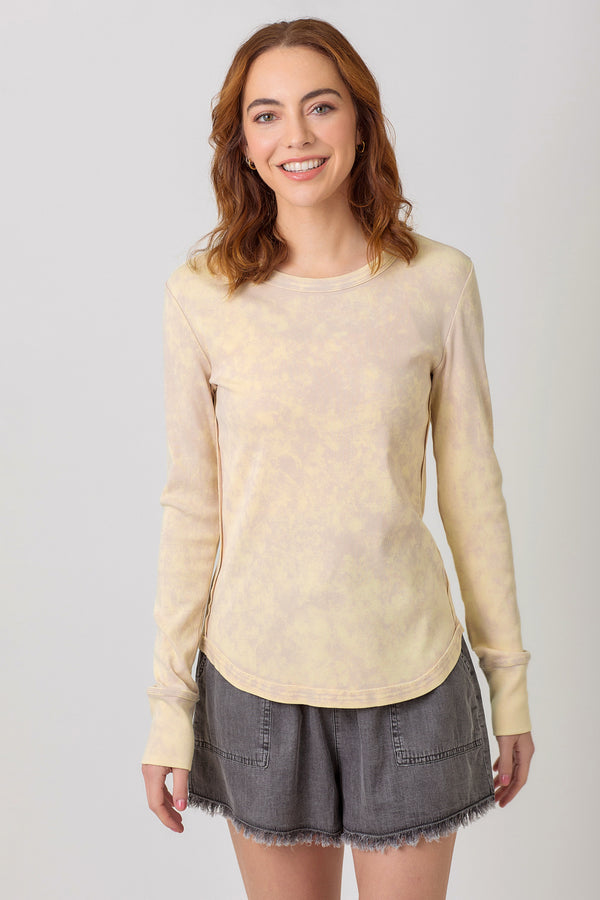 Washed Ribbed Long Sleeve Top