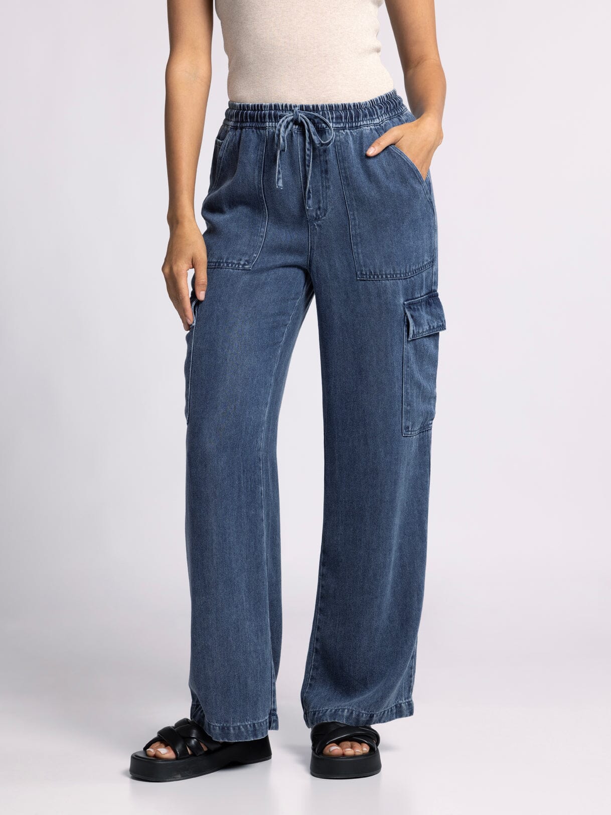 Rhoda Cargo Pants Dark Denim Wash