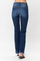 Mid Rise Non Distressed Hem Bootcut Jeans Dark
