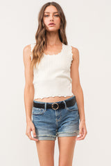 Padma Scalloped Edge Pointelle Tank Sea Salt