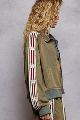 Star Patch French Terry Jacket Vintage Moss