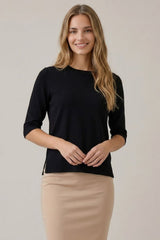 Short Sleeve Sweater Knit Top Black