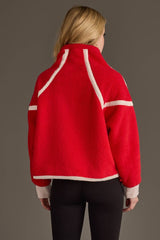 Teagan Half Zip Sherpa Fleece Pullover Red