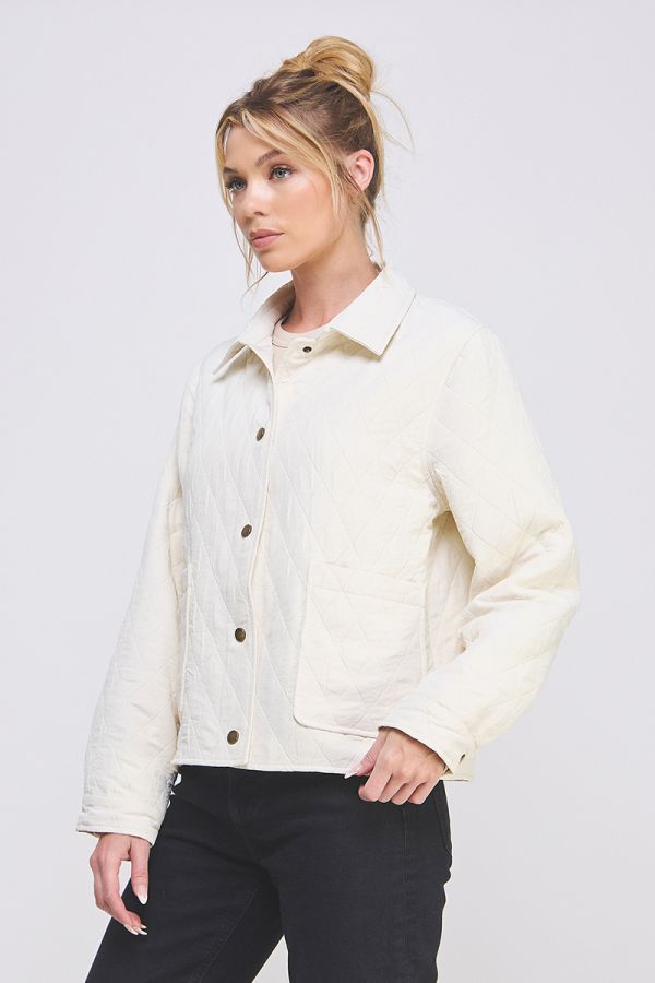 Quilted Textured Jacket Cream