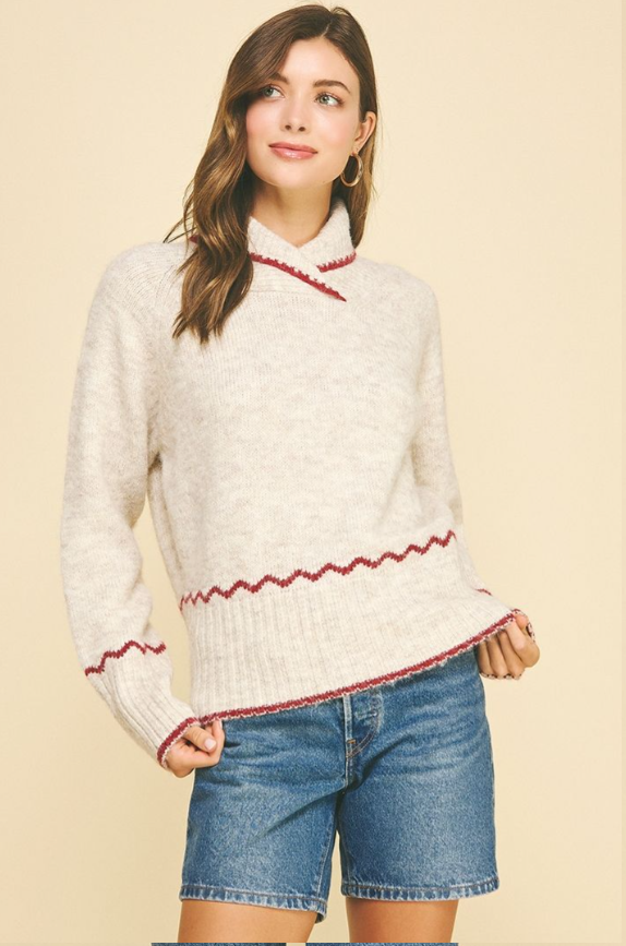 Hem Detailed Knit Sweater Oatmeal