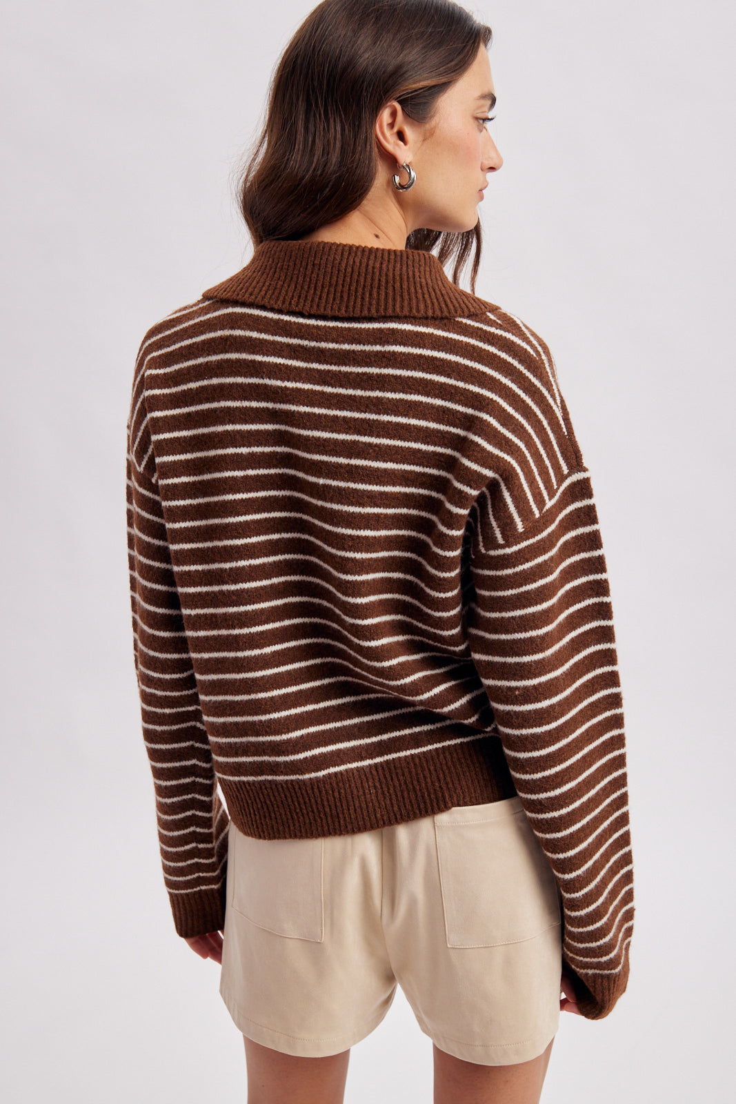 Striped Multicolor Button Cardigan Chocolate + Milk