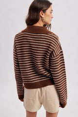 Striped Multicolor Button Cardigan Chocolate + Milk