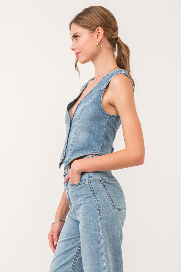 Norris Denim Vest Winetop