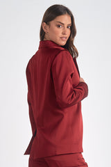 Satin Single Button Blazer Maroon