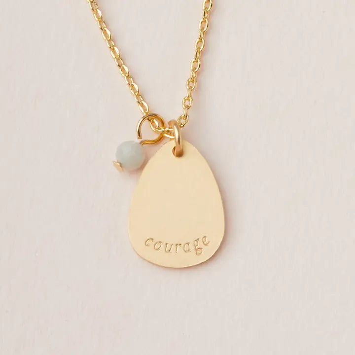 Stone Intention Charm Necklace Courage | Amazonite