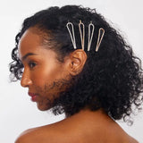 Metal Rhinestone Drop Bobby Pin Set - 4pc