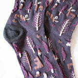Winter Forest Socks Charcoal Maroon