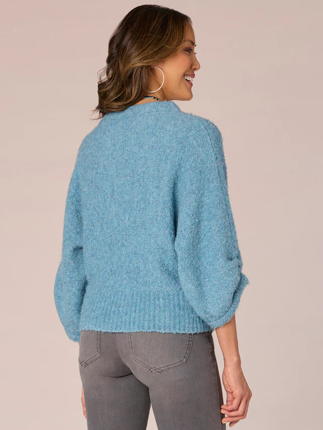 3/4 Dolman Sleeve Funnel Neck Sweater Sparkle Blue
