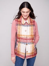 Plaid Boucle Vest Cabernet