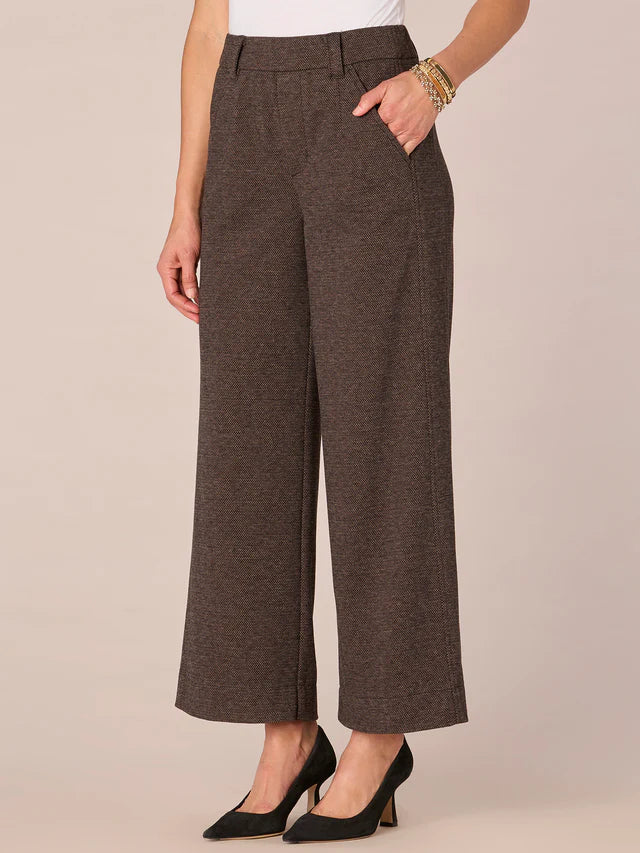 Leisure Skyrise Double Knit Side Panel Wide Leg Pants Brown