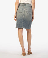 Rose Button Front Pork Chop Pocket Skirt Helpful