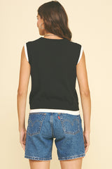 Double Layered Sleeveless Knit Top Black