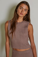 Sydney Sweater Ribbed Tank Dark Mocha