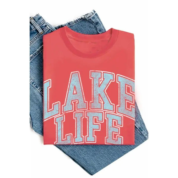 Lake Life Washed Graphic Tee Scarlett Red