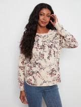 Printed Crew Neck Distressed Wash Sweater Poetry