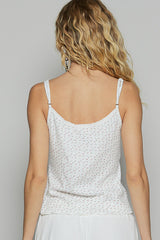 Mini Floral Button Detail Cami Ivory