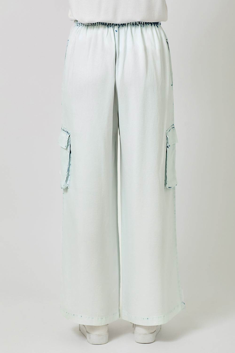 Tencel Wide Leg Cargo Pants Iced Blue