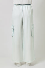 Tencel Wide Leg Cargo Pants Iced Blue