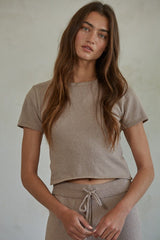 Andre Sweater Knit Crop Top Mocha