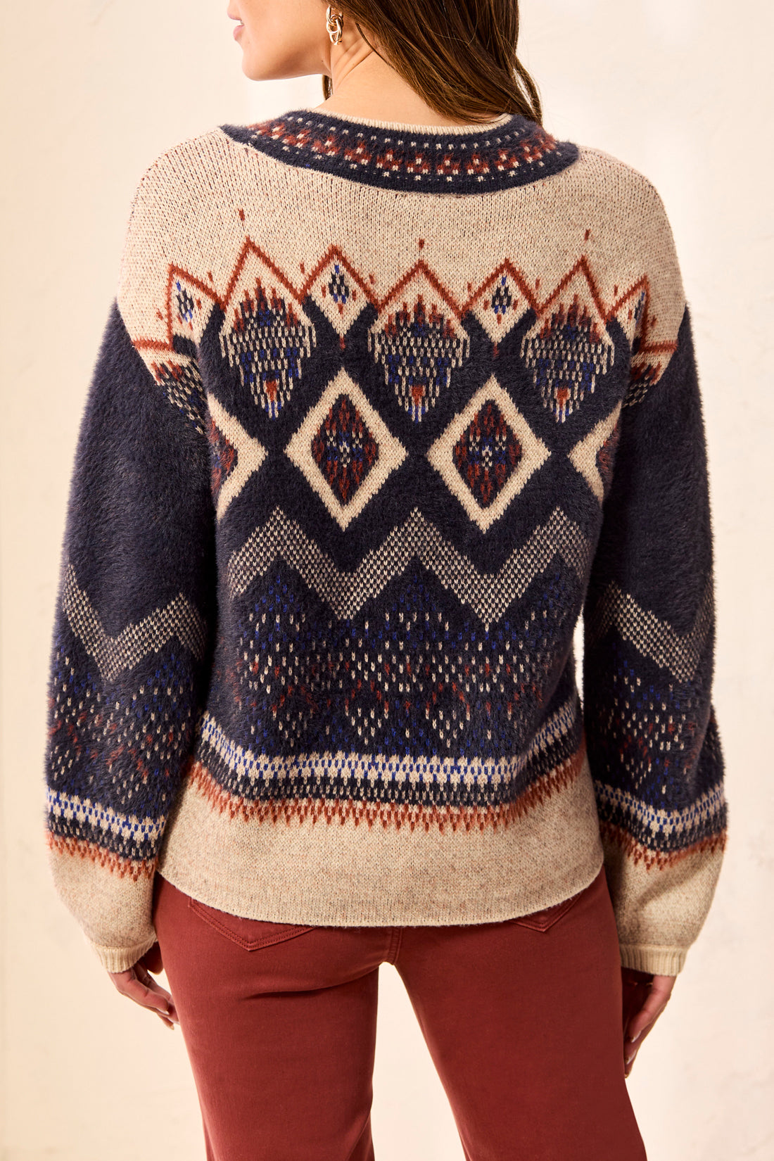Nordic Diamonds Mock Neck Sweater Sapphire