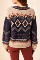 Nordic Diamonds Mock Neck Sweater Sapphire
