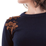 Lindley Embroidered Shoulder Sweater Peacoat