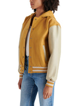 Finn Brushed Twill Varsity Bomber Jacket Ginger Spice