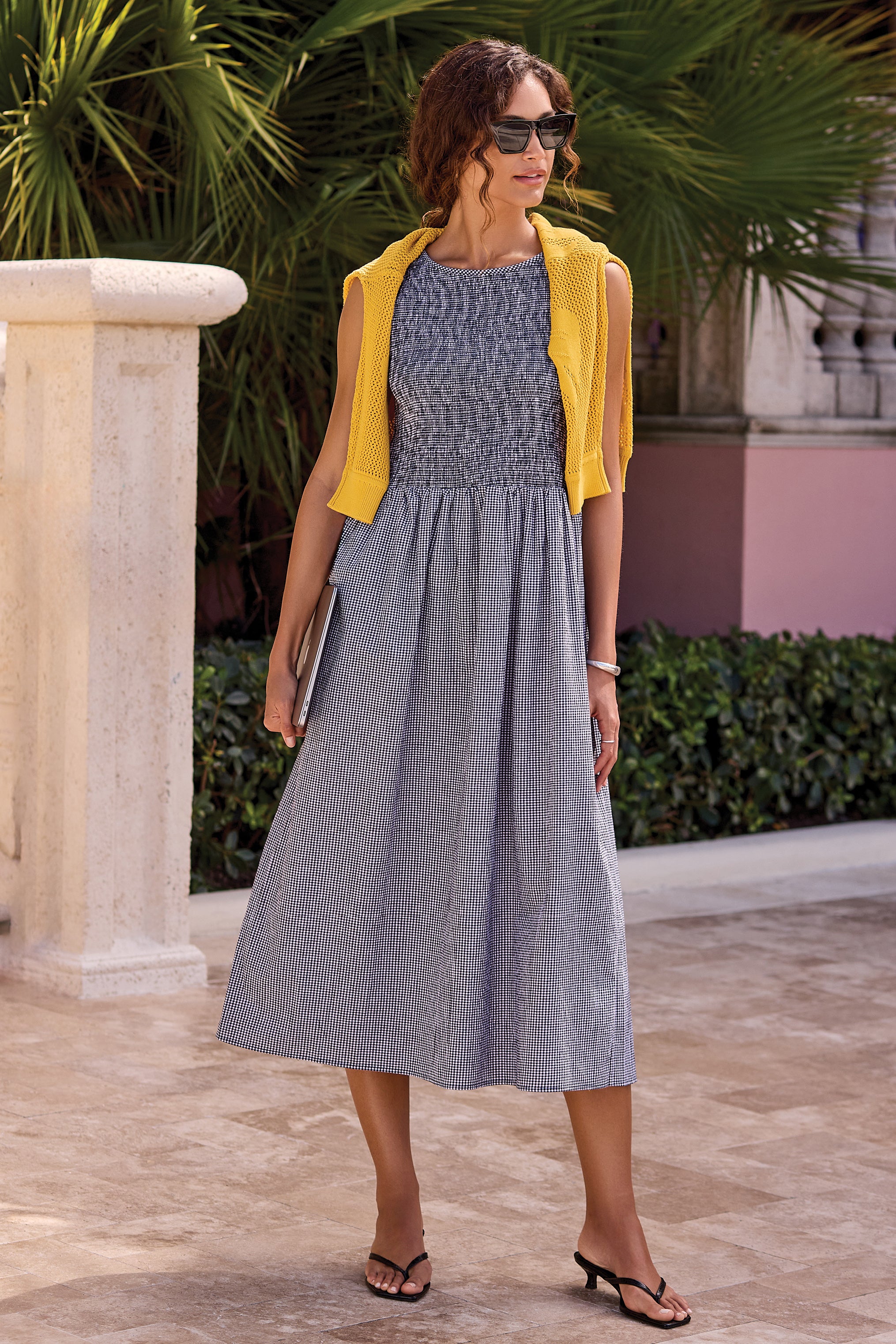 Top Ruche Detail Sleeveless Midi Dress Black
