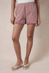 Ruffle Gingham Shorts Red White Gingham