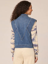Hidden Seam Pockets Flange Vest Mid Blue Artisianal