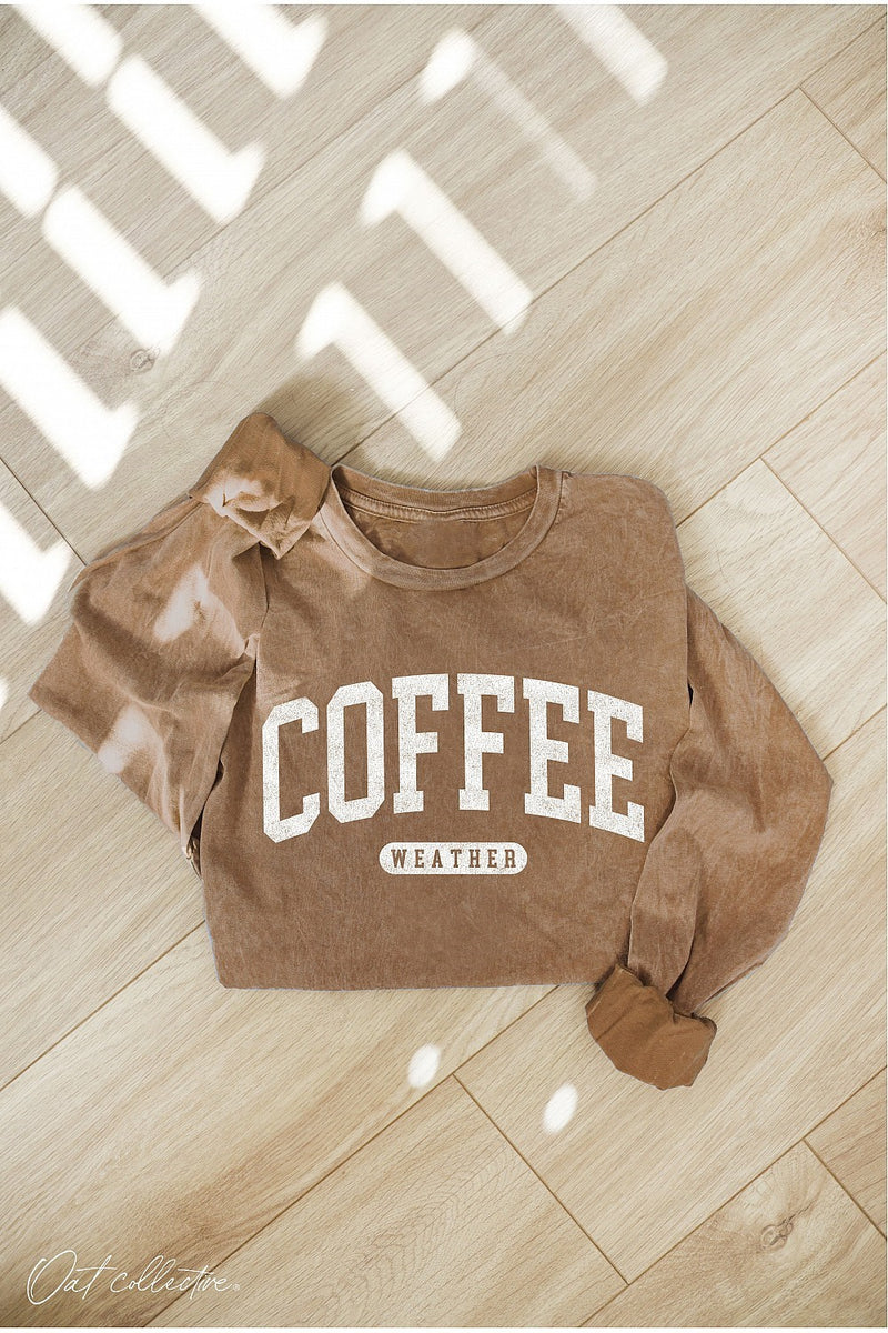 Coffee Weather University Washed Long Sleeve Shirt Toast